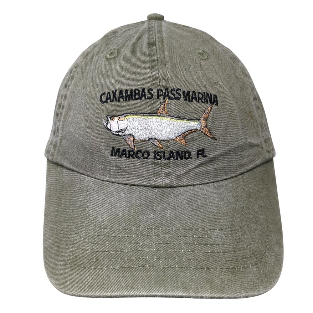 Caxambas Pass Marina Strapback Hat Green One Size Outdoor Fahrenheit